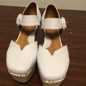 JOHN FLUEVOG AJ ANA RITA WHITE ANILINE PLATFORM MARY JANE LEATHER SHOES SZ 7